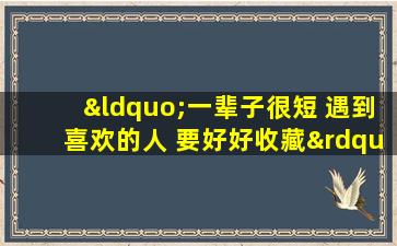 “一辈子很短 遇到喜欢的人 要好好收藏”